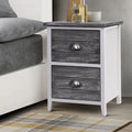 Artiss Bedside Table 2 Drawers Vintage Grey x2