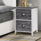 Artiss Bedside Table 2 Drawers Vintage Grey x2
