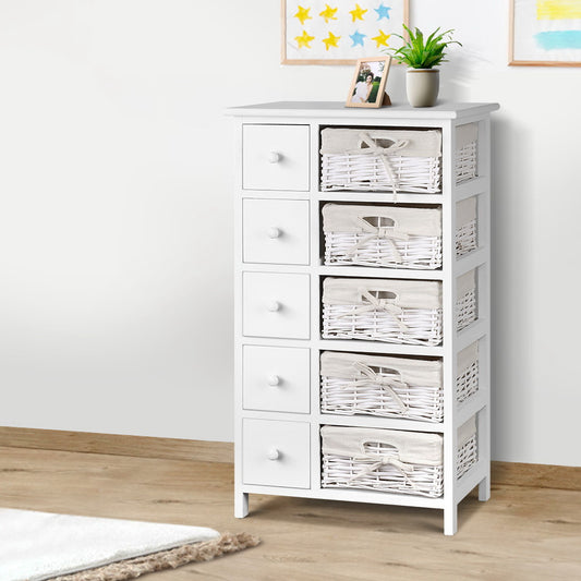 Artiss 5 Drawer Chest with 5 Baskets Storage Cabinet