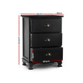 Artiss Bedside Table 3 Drawers Black Vintage