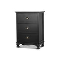 Artiss Bedside Table 3 Drawers Black Vintage