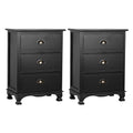 Artiss 2x Bedside Table 3 Drawers Black Vintage