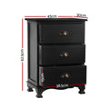 Artiss 2x Bedside Table 3 Drawers Black Vintage