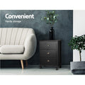 Artiss 2x Bedside Table 3 Drawers Black Vintage