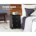 Artiss 2x Bedside Table 3 Drawers Black Vintage