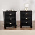 Artiss 2x Bedside Table 3 Drawers Black Vintage