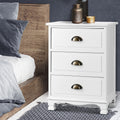Artiss Bedside Table 3 Drawers White Vintage