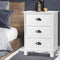Artiss Bedside Table 3 Drawers White Vintage