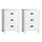 Artiss Bedside Table 3 Drawer Vintage White 2 Pack