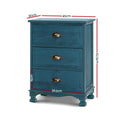 Artiss Bedside Table 3 Drawer Vintage Thyme Blue
