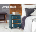 Artiss Bedside Table 3 Drawer Vintage Thyme Blue