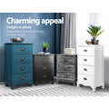 Artiss Bedside Table 3 Drawer Vintage Thyme Blue