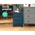 Artiss Bedside Table 3 Drawer Vintage Thyme Blue 2 Pack