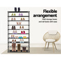Artiss Shoe Rack 10-Tier 50 Pairs Stackable Cabinet Black