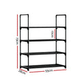 Artiss Shoe Rack Cabinet 4-Tier 12 Pairs Black Stackable