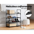 Artiss Shoe Rack Cabinet 4-Tier 12 Pairs Black Stackable