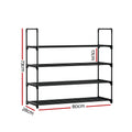 Artiss Shoe Rack 4-Tier 16 Pairs Stackable Black Storage