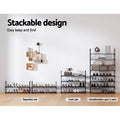 Artiss Shoe Rack 4-Tier 16 Pairs Stackable Black Storage