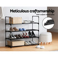 Artiss Shoe Rack 4-Tier 16 Pairs Stackable Black Storage