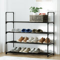 Artiss Shoe Rack 4-Tier 16 Pairs Stackable Black Storage
