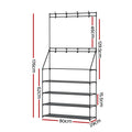 Artiss Shoe Rack Hall Tree 16 Pairs Black Metal