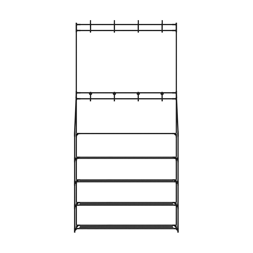 Artiss Shoe Rack Hall Tree 16 Pairs Black