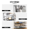 Artiss Shoe Rack Hall Tree 16 Pairs Black Metal
