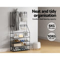 Artiss Shoe Rack Hall Tree 16 Pairs Black Metal