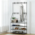 Artiss Shoe Rack Hall Tree 16 Pairs Black Metal