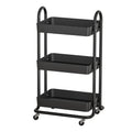 Artiss 3 Tier Kitchen Storage Trolley Cart Shelf Organiser Wheels Black