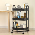 Artiss 3 Tier Kitchen Storage Trolley Cart Shelf Organiser Wheels Black