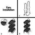 Artiss 3 Tier Kitchen Storage Trolley Cart Shelf Organiser Wheels Black