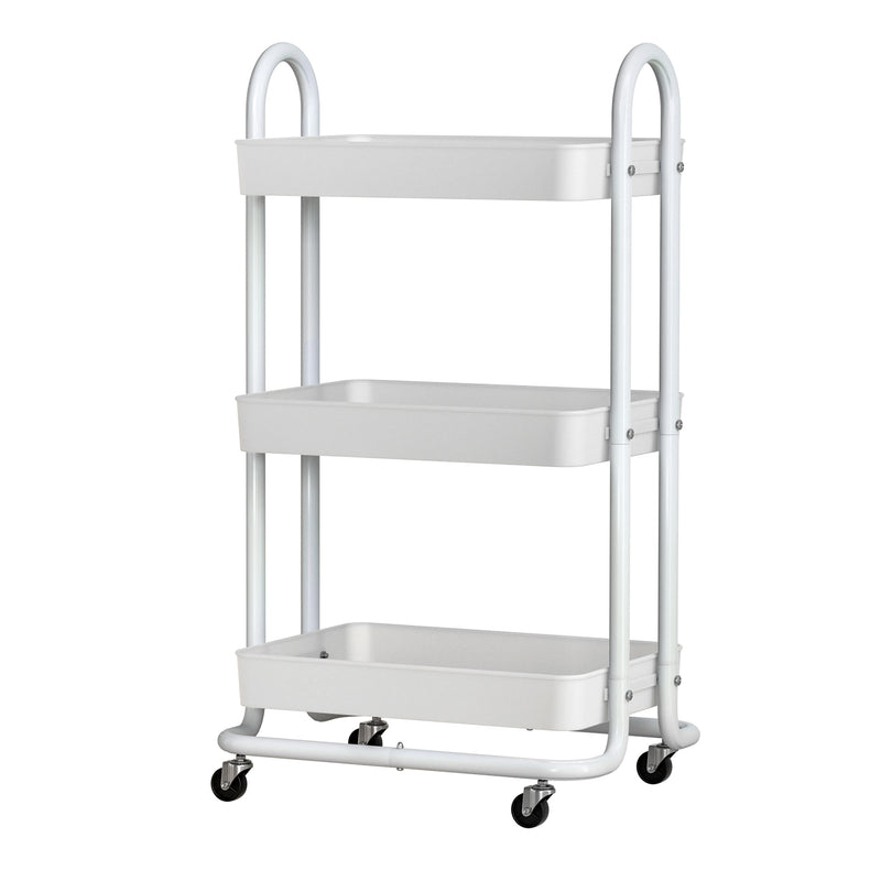 Artiss 3 Tier Kitchen Storage Trolley Cart Wheels Shelf Organiser White