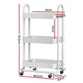 Artiss 3 Tier Kitchen Storage Trolley Cart Wheels Shelf Organiser White