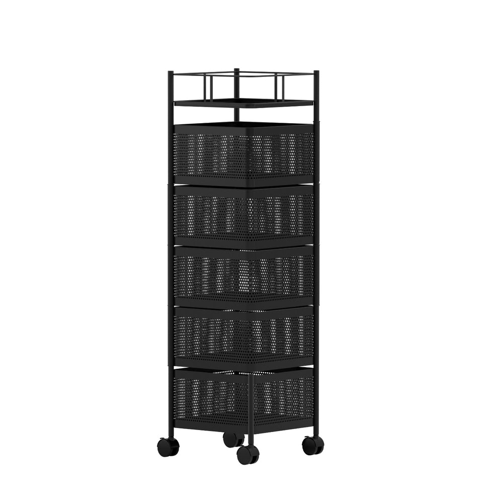 Artiss Storage Trolley Kitchen Cart 5 Tiers Storage Rack Black