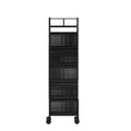 Artiss 5 Tier Storage Trolley Kitchen Cart Black Metal Rack