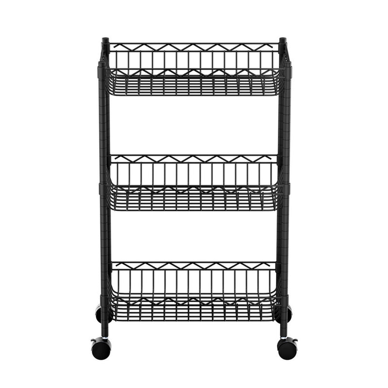 Artiss 3-Tier Shelving Unit Adjustable Storage Rack With Wheels
