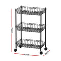 Artiss 3-Tier Shelving Unit Adjustable Storage Rack With Wheels