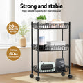Artiss 3-Tier Shelving Unit Adjustable Storage Rack With Wheels