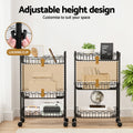 Artiss 3-Tier Shelving Unit Adjustable Storage Rack With Wheels