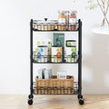Artiss 3-Tier Shelving Unit Adjustable Storage Rack With Wheels