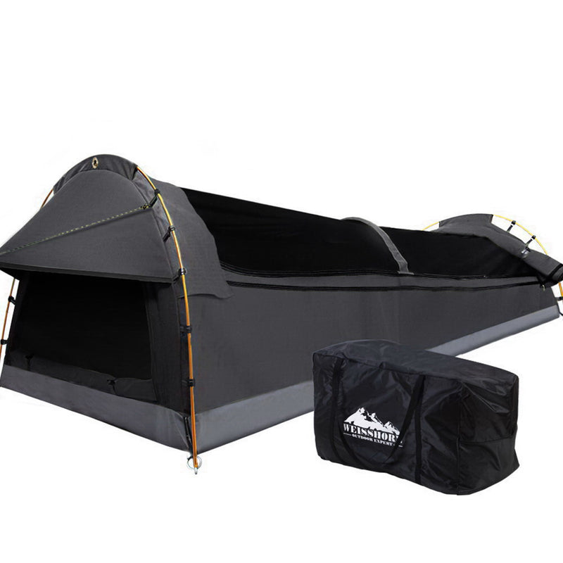 Weisshorn Double Swag Tent Dark Grey Canvas Camping Deluxe