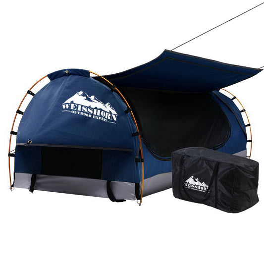Weisshorn King Single Canvas Swag Camping Tent Dome Blue