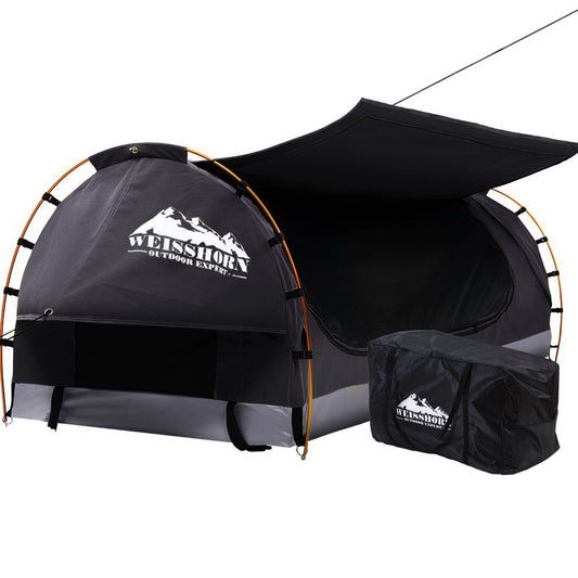 Weisshorn King Single Swag Canvas Grey Camping Tent Dome