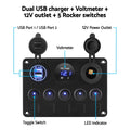 Giantz 5 Gang 12V Switch Panel Car Boat Marine USB LED Rocker