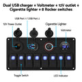 Giantz 8 Gang 12V Switch Panel Car Boat Marine USB LED Rocker