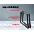 Artiss Metal Table Legs Trapezoid 65x90cm Set of 2