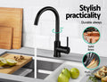 Cefito Kitchen Mixer Tap Round Black Sink Faucet Basin Laundry