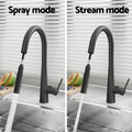Cefito Kitchen Mixer Tap Pull Out Round Black 2 Mode WELS