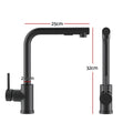 Cefito Kitchen Mixer Tap Pull Out Round 2 Mode Black WELS